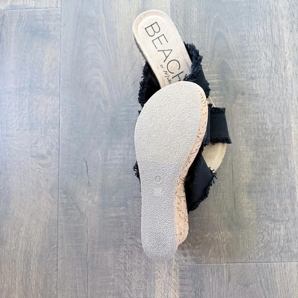 NIB Beach by Matisse Sea Salt Black Wedge Sandals | Size: 8 - Picture 7 of 7